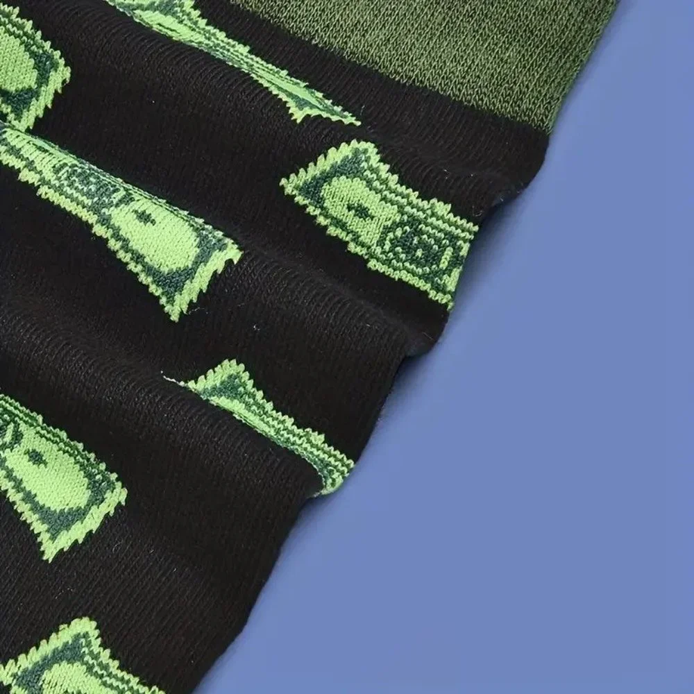 Black & Green Money Socks Crew Length Unisex Dollar Bills